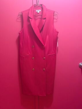 Shelby & Palmer Sleeveless Double-Breasted Hot Pink Blazer Dress